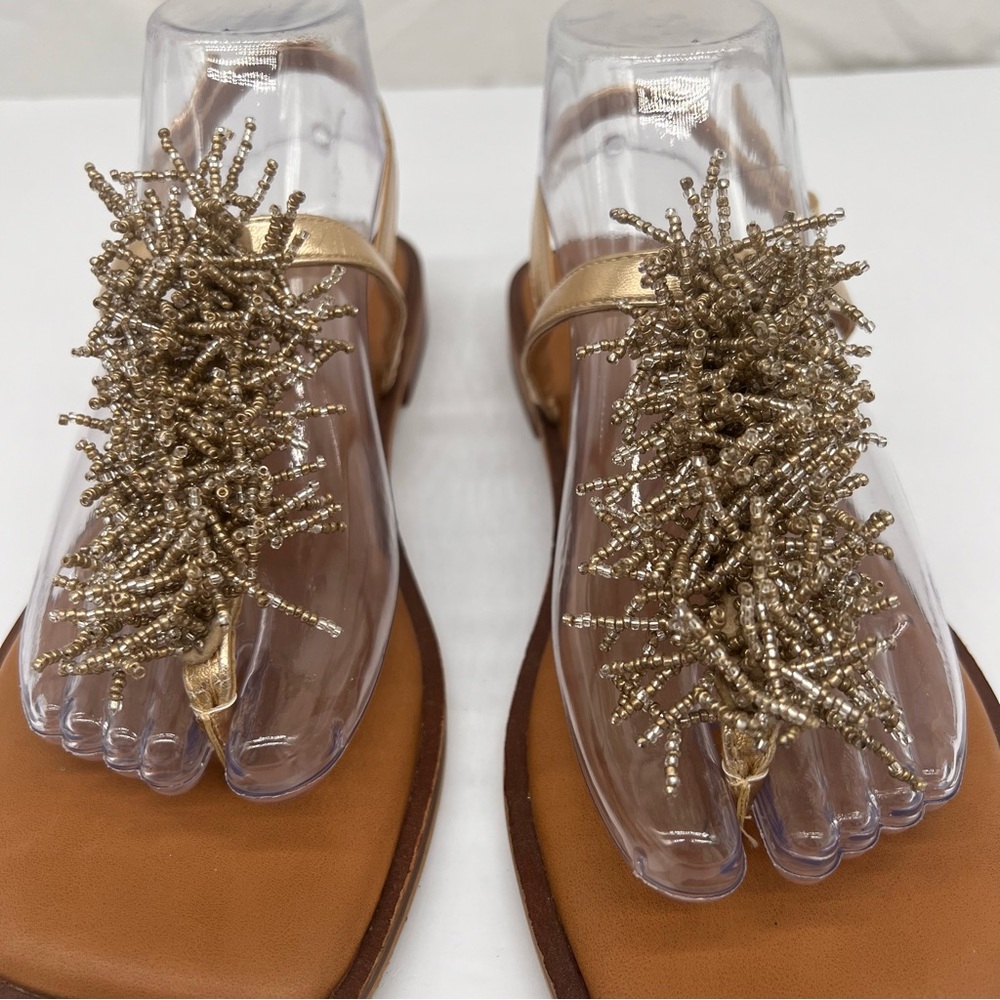 CHICOS Gold T-Strap Sandals Size 7.5 - Picture 5 of 15